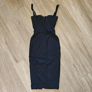 House of CB Bellissima Black Sexy Sweetheart Midi Dress